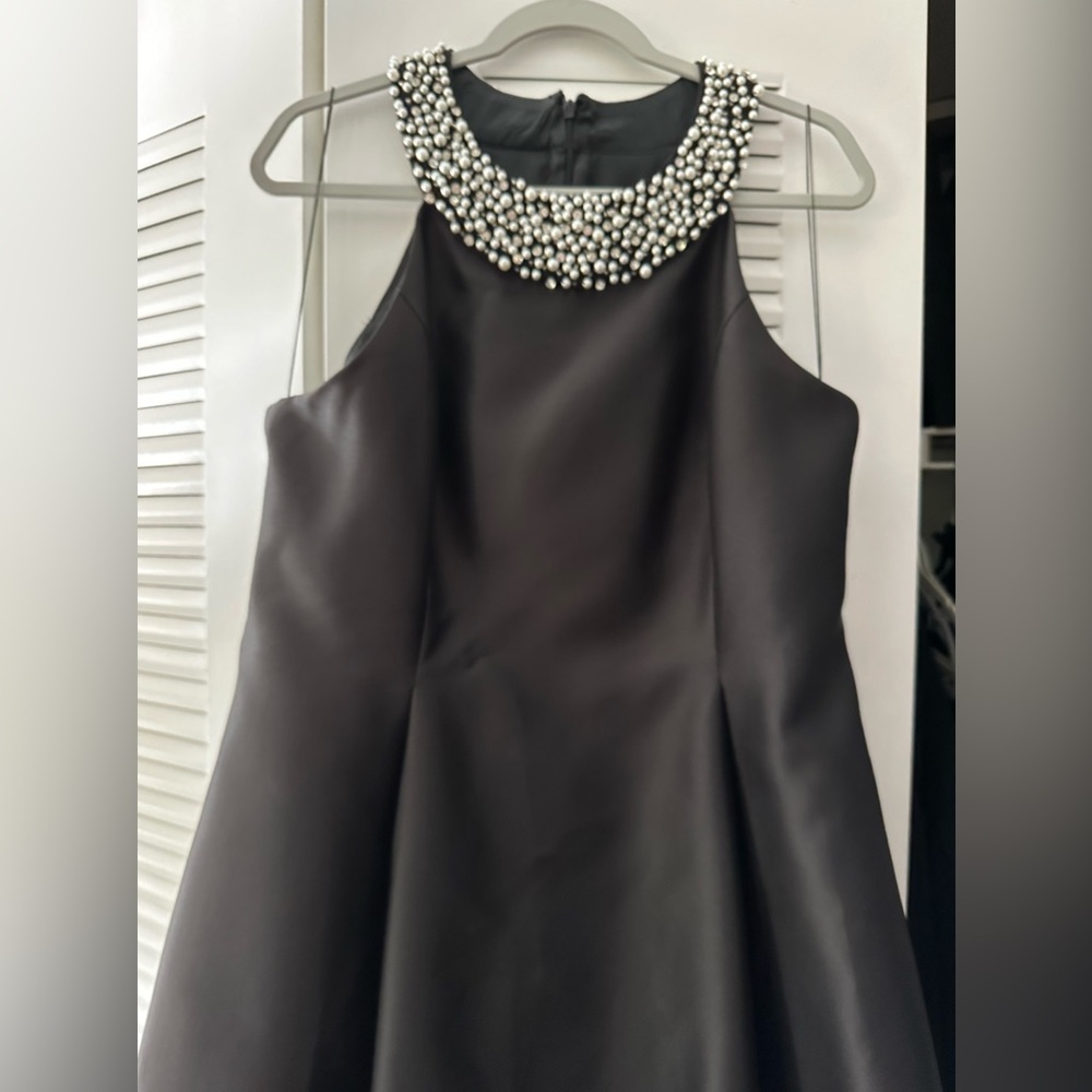 Black Satin Halter Cocktail Dress